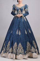 Robe de bal Lolita victorienne à manches longues, taille haute, broderie creuse, imprimé